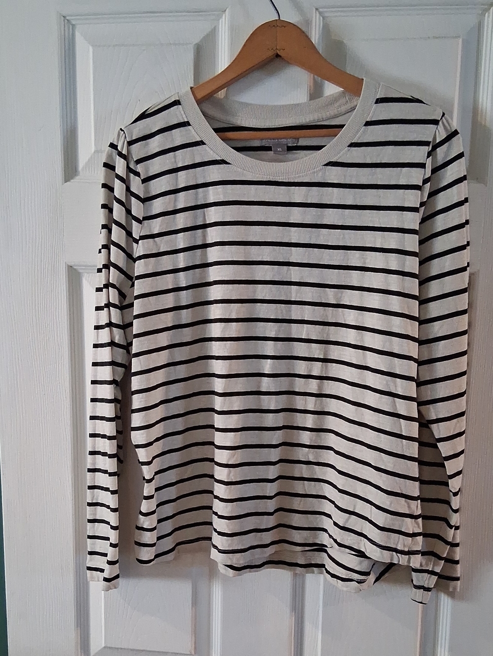 Falls Creek Women's Black and White Striped Long Sleeve Tee